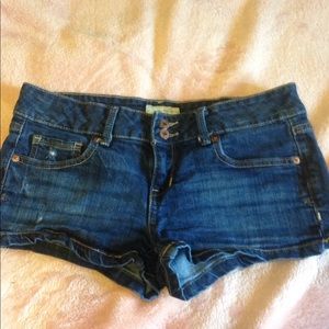 Dark wash denim shorts